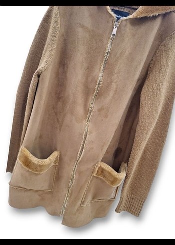 Kahverengi Kürklü Uzun Kadın hırka - Görsel 4