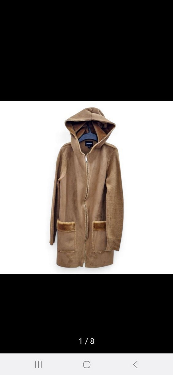 Kahverengi Kürklü Uzun Kadın hırka - Görsel 2