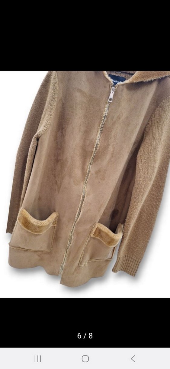 Kahverengi Kürklü Uzun Kadın hırka - Görsel 4