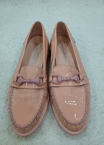 koyu pudra, Kadın Deri  Ayakkabı - Görsel 4