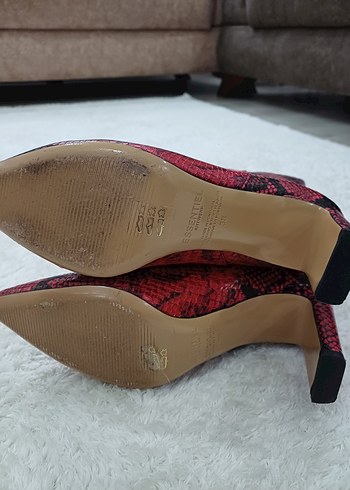 Kırmızı Yılan Derisi Desenli Kadın Topuklu Bot - Görsel 7