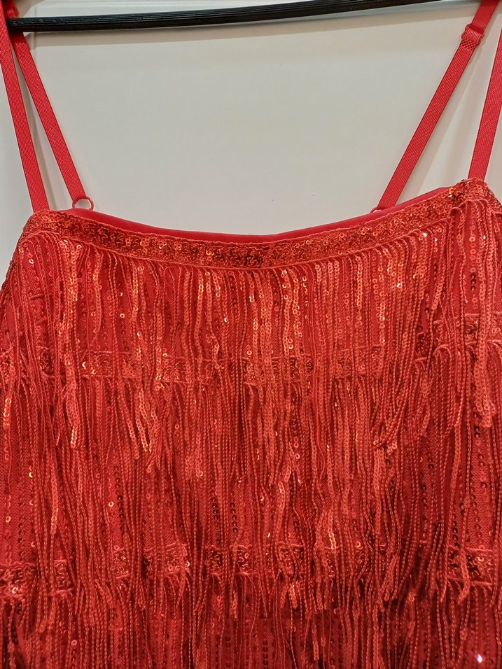 Püsküllü Kırmızı Mini Bohem Abiye Elbise - Görsel 4