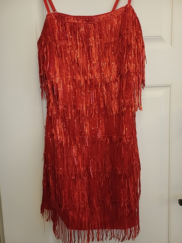 Püsküllü Kırmızı Mini Bohem Abiye Elbise - Görsel 3