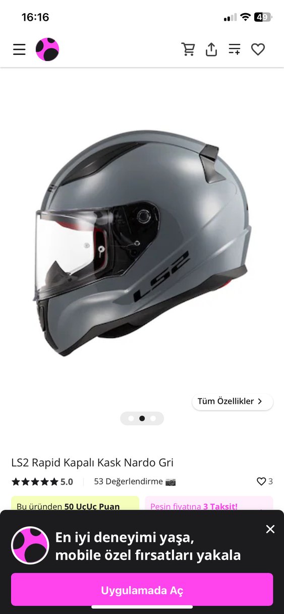 LS2 Rapid Kapalı Kask Nardo Gri Parlak - Görsel 2