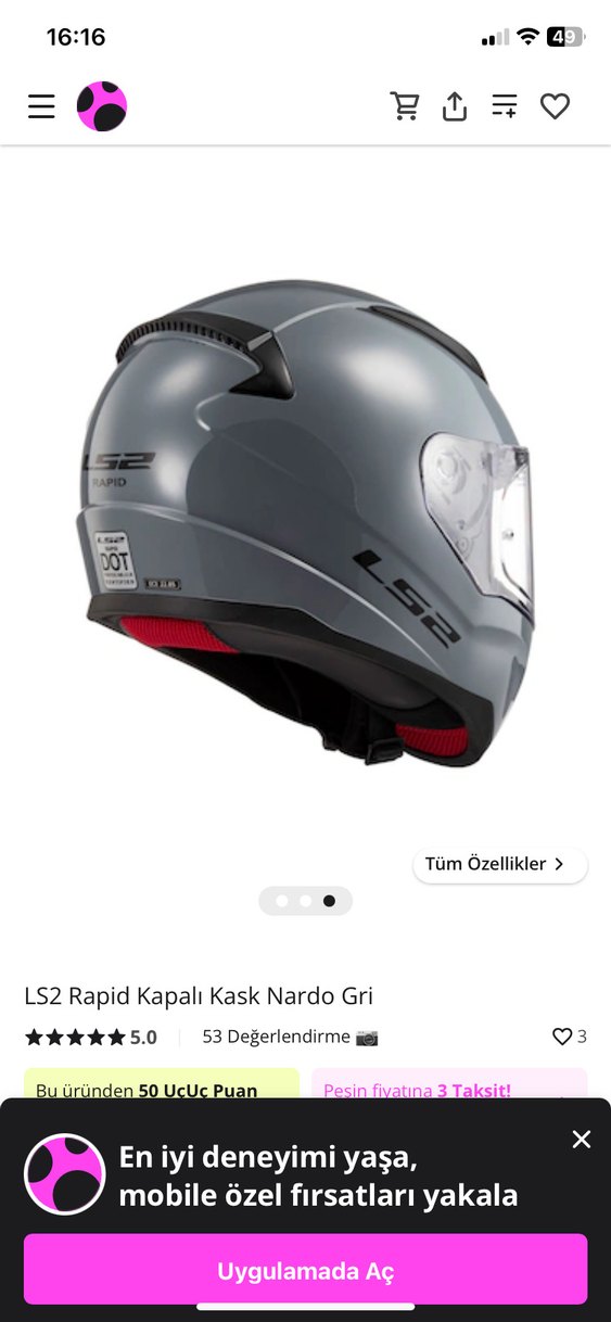 LS2 Rapid Kapalı Kask Nardo Gri Parlak - Görsel 3