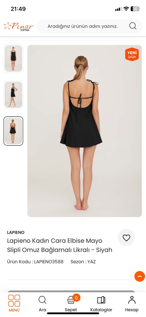 LAPIENO Kadın Siyah Mini Elbise Mayo - Görsel 5