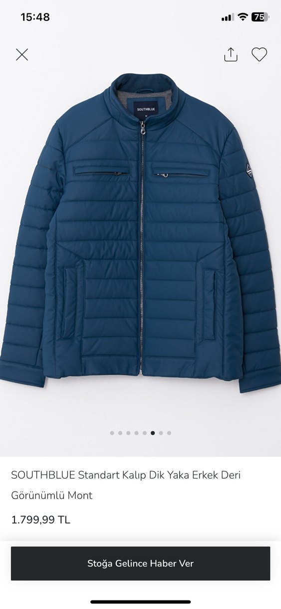 SOUTHBLUE Erkek Lacivert Fermuarlı Mont - Görsel 3