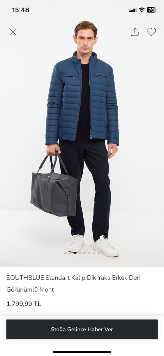 SOUTHBLUE Erkek Lacivert Fermuarlı Mont - Görsel 4