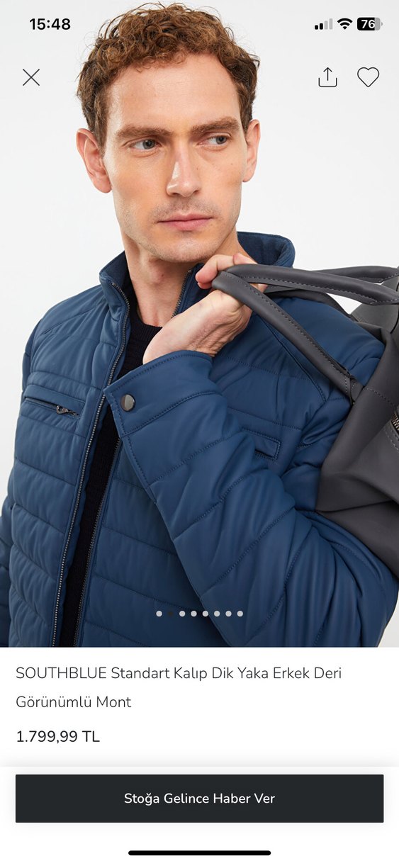 SOUTHBLUE Erkek Lacivert Fermuarlı Mont - Görsel 2