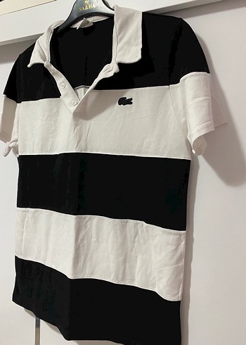 Erkek Siyah Beyaz Çizgili Polo Tişört