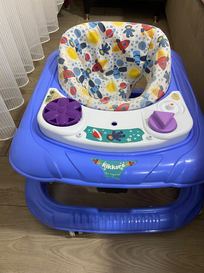 Renkli Desenli Mavi Bebek Yürüteci - Görsel 2