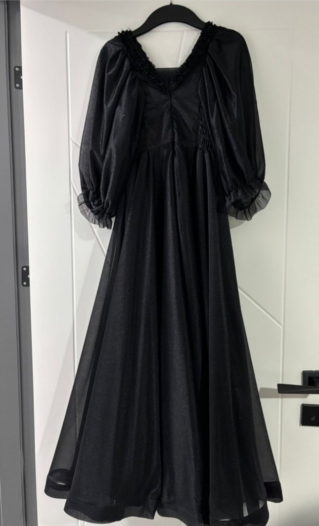 Siyah Uzun Gotik Kadın Abiye Elbise - Görsel 2