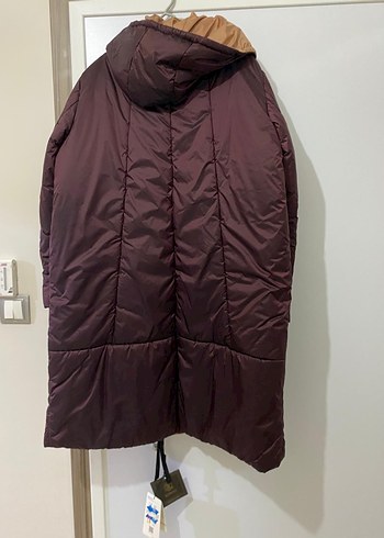 Bordo Midi Kadın Fermuarlı Mont - Görsel 4