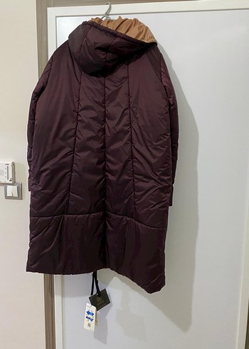 Bordo Midi Kadın Fermuarlı Mont - Görsel 5