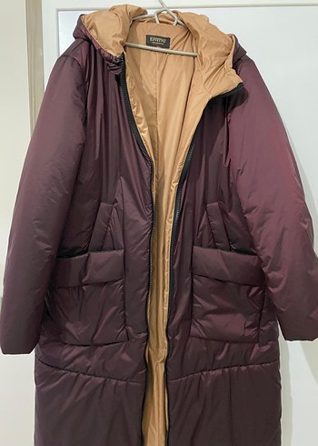 Bordo Midi Kadın Fermuarlı Mont - Görsel 3