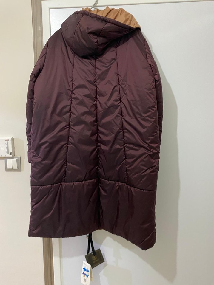 Bordo Midi Kadın Fermuarlı Mont - Görsel 4