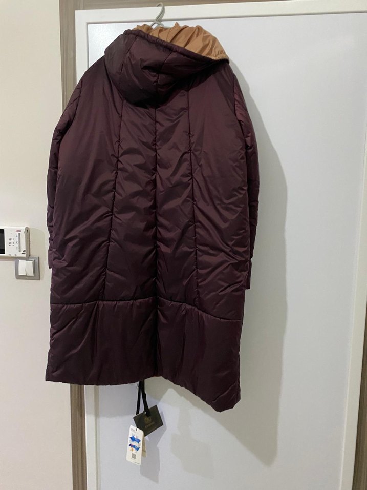 Bordo Midi Kadın Fermuarlı Mont - Görsel 5