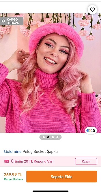 Koton Barbie pembe peluş şapka