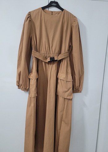 Suud Collection Taba Kemerli Uzun Kadın Elbise