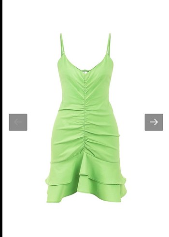 Twist volanlı mini yeşil elbise - Görsel 3