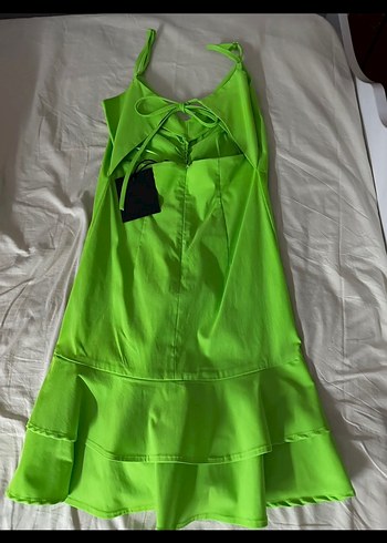 Twist volanlı mini yeşil elbise - Görsel 5