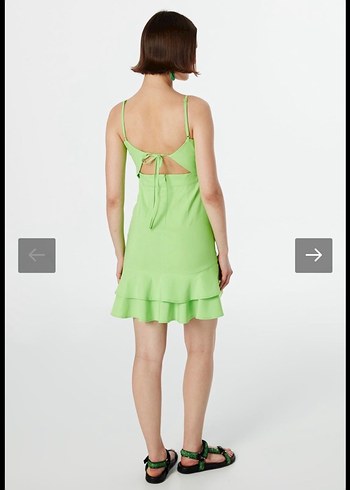 Twist volanlı mini yeşil elbise - Görsel 2