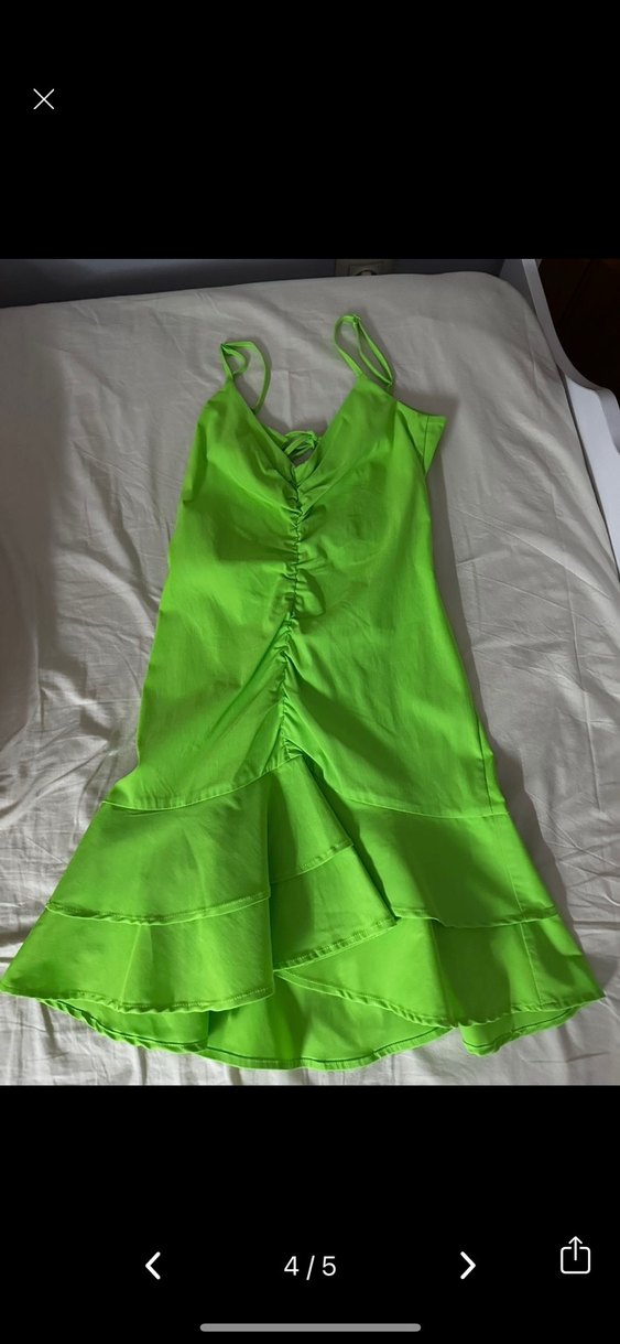 Twist volanlı mini yeşil elbise - Görsel 4