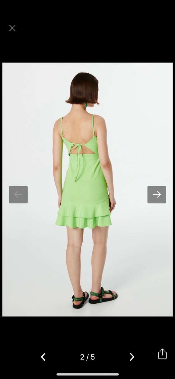 Twist volanlı mini yeşil elbise - Görsel 2