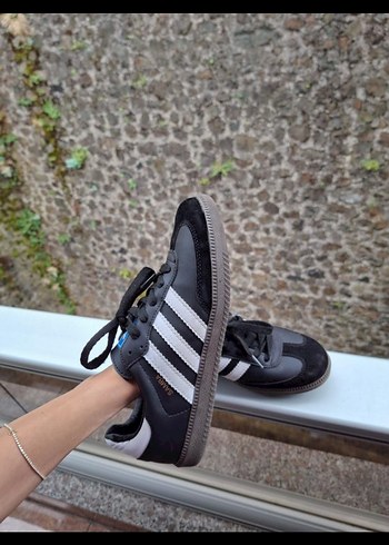 Siyah Erkek Adidas Samba Spor Ayakkabı Beyaz Şeritli - Görsel 4