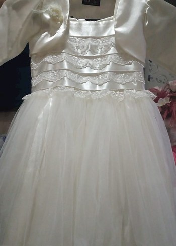 Kız Çocuk Beyaz Fırfırlı Nakışlı Elbise - Görsel 8