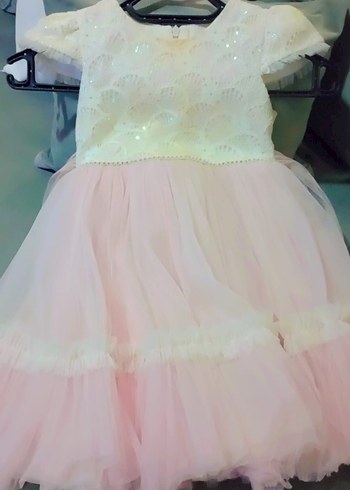 Pembe Kız Çocuk Tül Elbise - Görsel 5