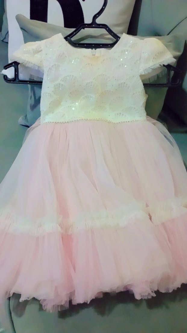 Pembe Kız Çocuk Tül Elbise - Görsel 5