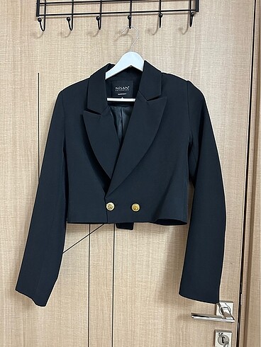 Siyah Crop Blazer Ceket