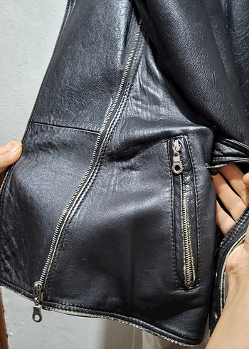 xl Beden siyah Renk Kadın Siyah Deri Biker Ceket Bel Tokalı