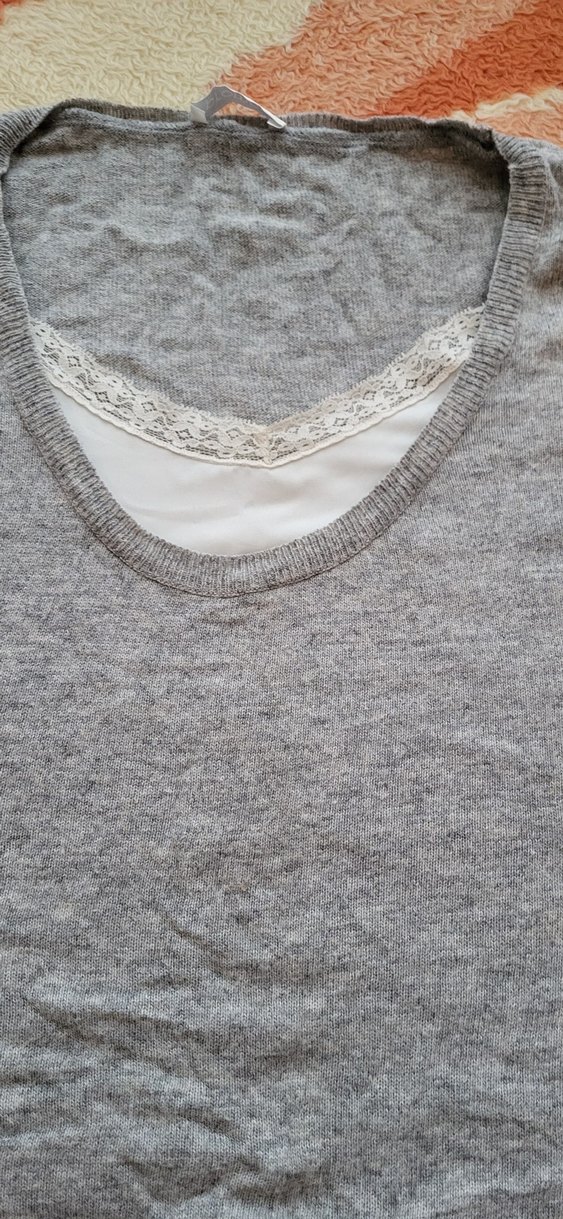 Gri Triko Hamile Tişörtü, Kısa Kollu, Rahat Kesim - Görsel 3