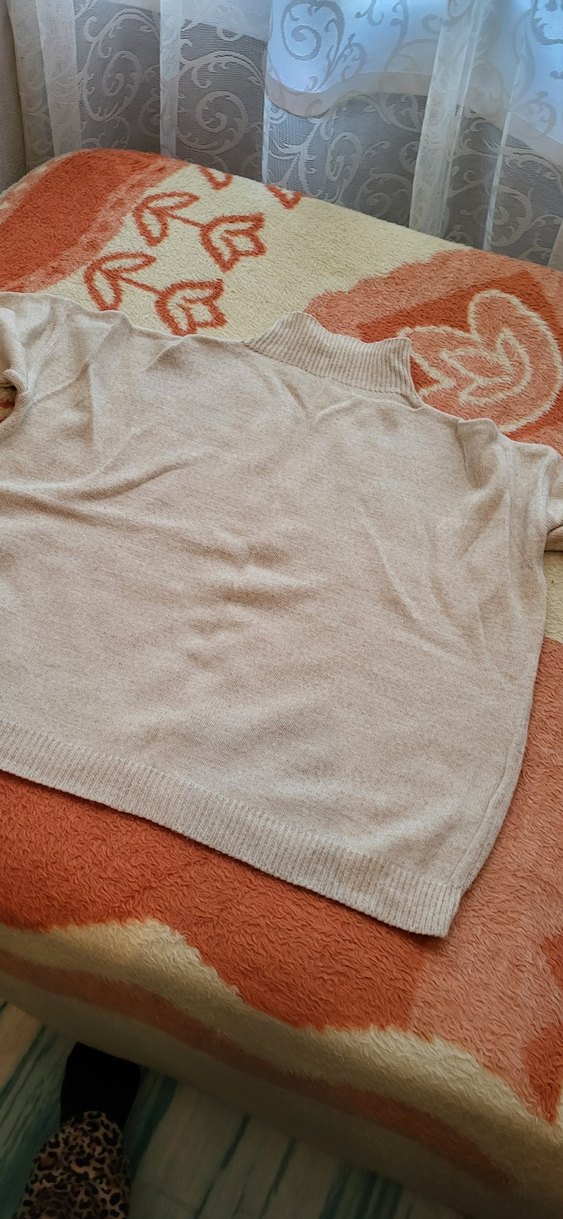 Nakışlı Boğazlı Bej Kadın Triko Kazak - Görsel 2