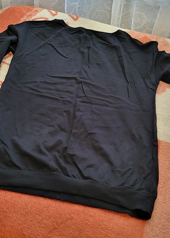 Siyah Baskılı Rahat Kesim Kadın Sweatshirt - Görsel 2