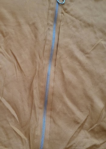 Bol Kesim  Keten Fermuarlı Ceket - Görsel 3