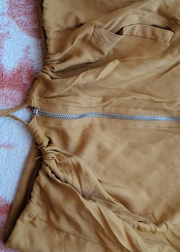 Bol Kesim  Keten Fermuarlı Ceket - Görsel 5