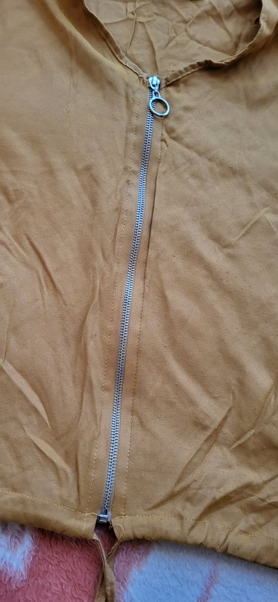 Bol Kesim  Keten Fermuarlı Ceket - Görsel 3