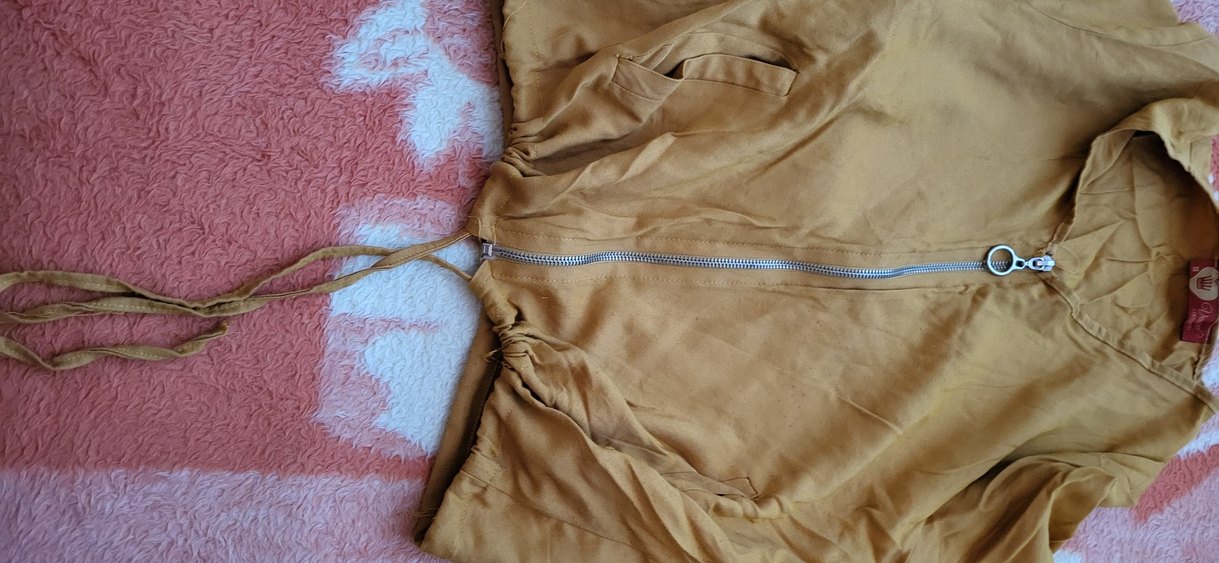 Bol Kesim  Keten Fermuarlı Ceket - Görsel 5