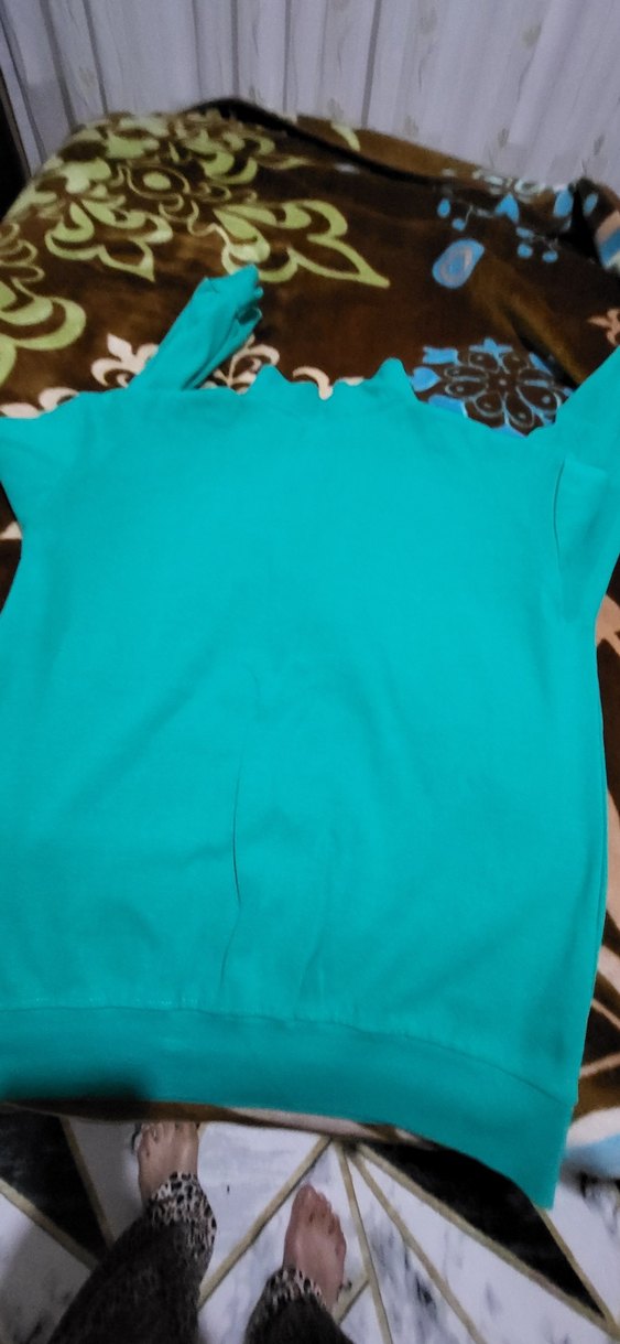 Turkuaz Yüksek Yakalı Fermuarlı Sweatshirt - Görsel 5