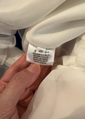 V Yaka Beyaz Uzun A Kesim abiye - Görsel 5