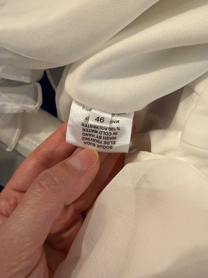 V Yaka Beyaz Uzun A Kesim abiye - Görsel 5