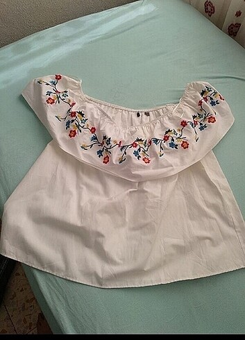 xl Beden Yakası çiçekli bluz