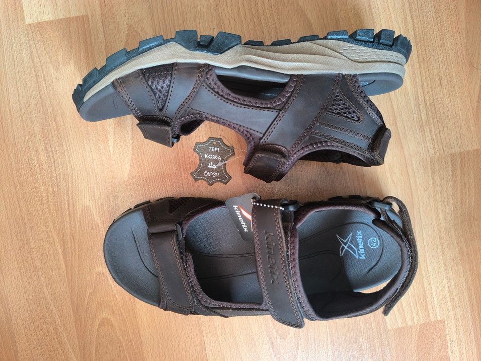 Kinetix Hakiki Deri Kahverengi Erkek Sandalet - Görsel 3