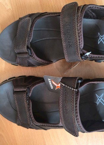 Kinetix Hakiki Deri Kahverengi Erkek Sandalet - Görsel 3