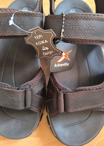 Kinetix Hakiki Deri Kahverengi Erkek Sandalet - Görsel 5