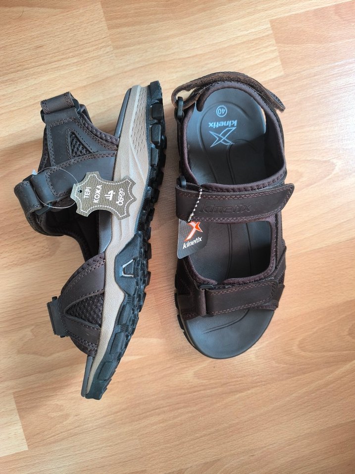 Kinetix Hakiki Deri Kahverengi Erkek Sandalet - Görsel 2