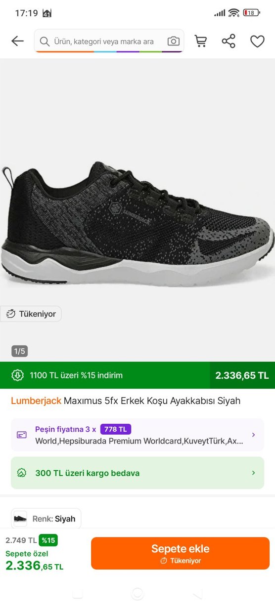 Lumberjack Siyah Erkek Spor Ayakkabı — görsel 6/6
